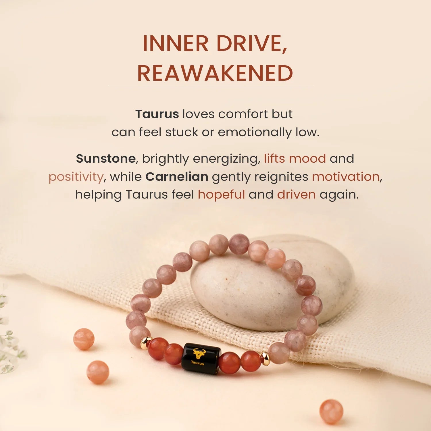 Astrotalk Zodiac Sunstone and Carnelian Bracelet for Taurus