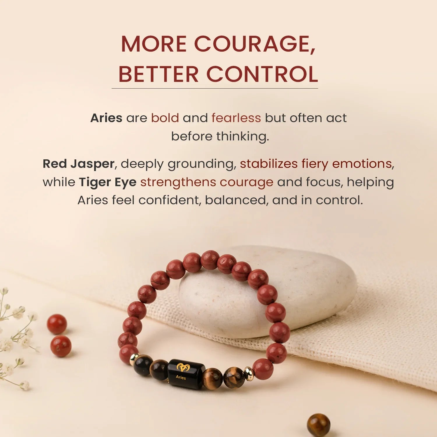 Astrotalk Aries Zodiac Red Jasper and Tiger Eye Bracelet