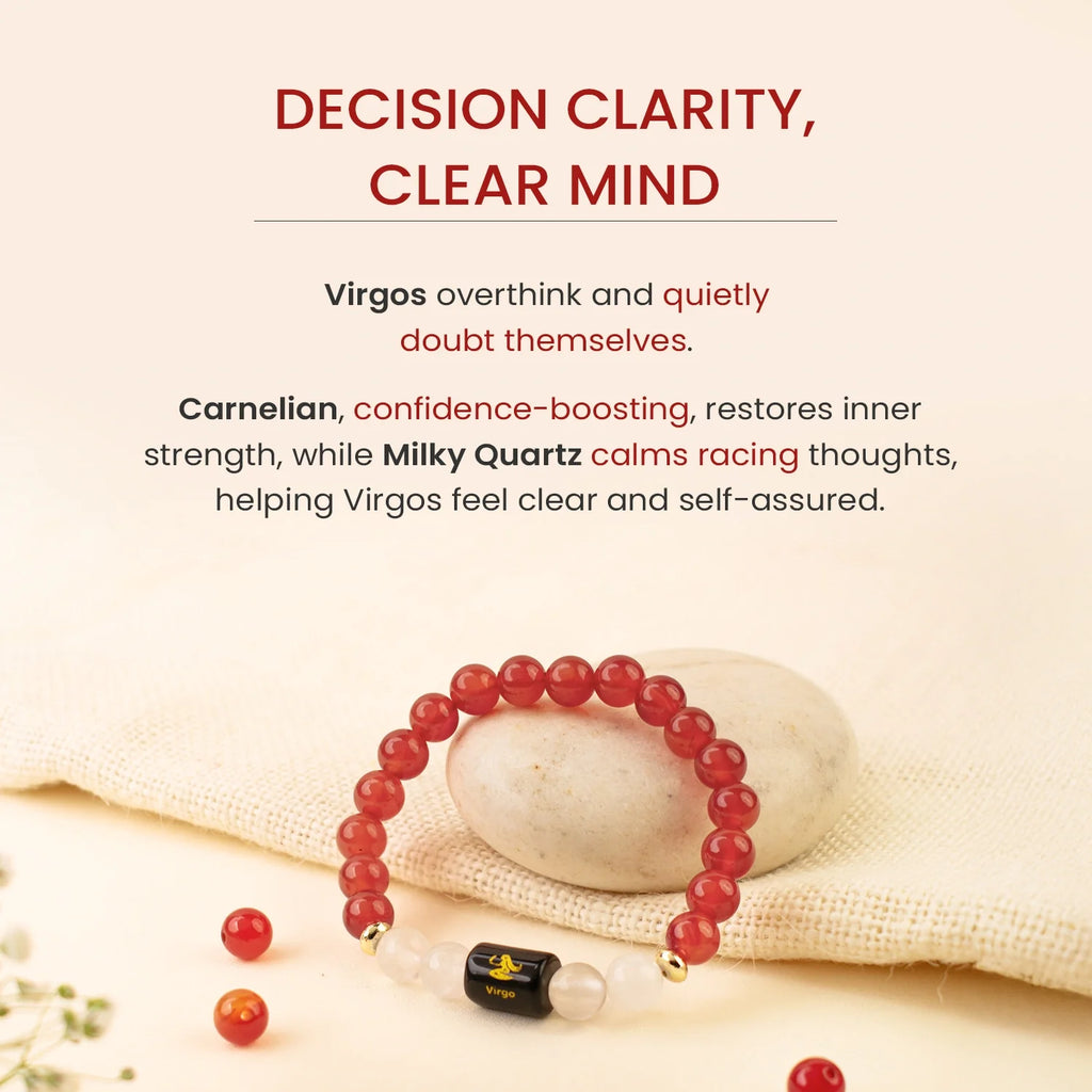 Astrotalk Virgo Zodiac Carnelian Milky Quartz Bracelet