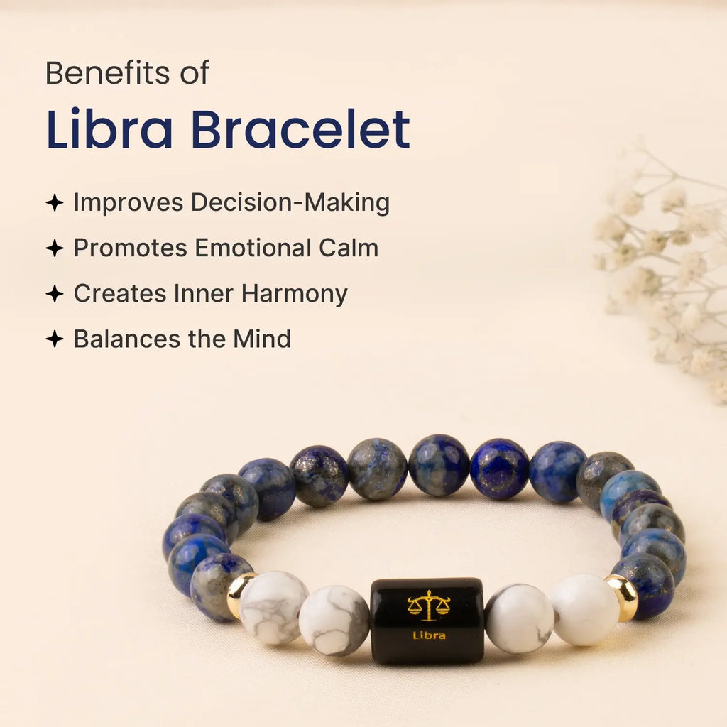 Astrotalk Libra Zodiac Lapis Lazuli And Howlite Beaded Bracelet