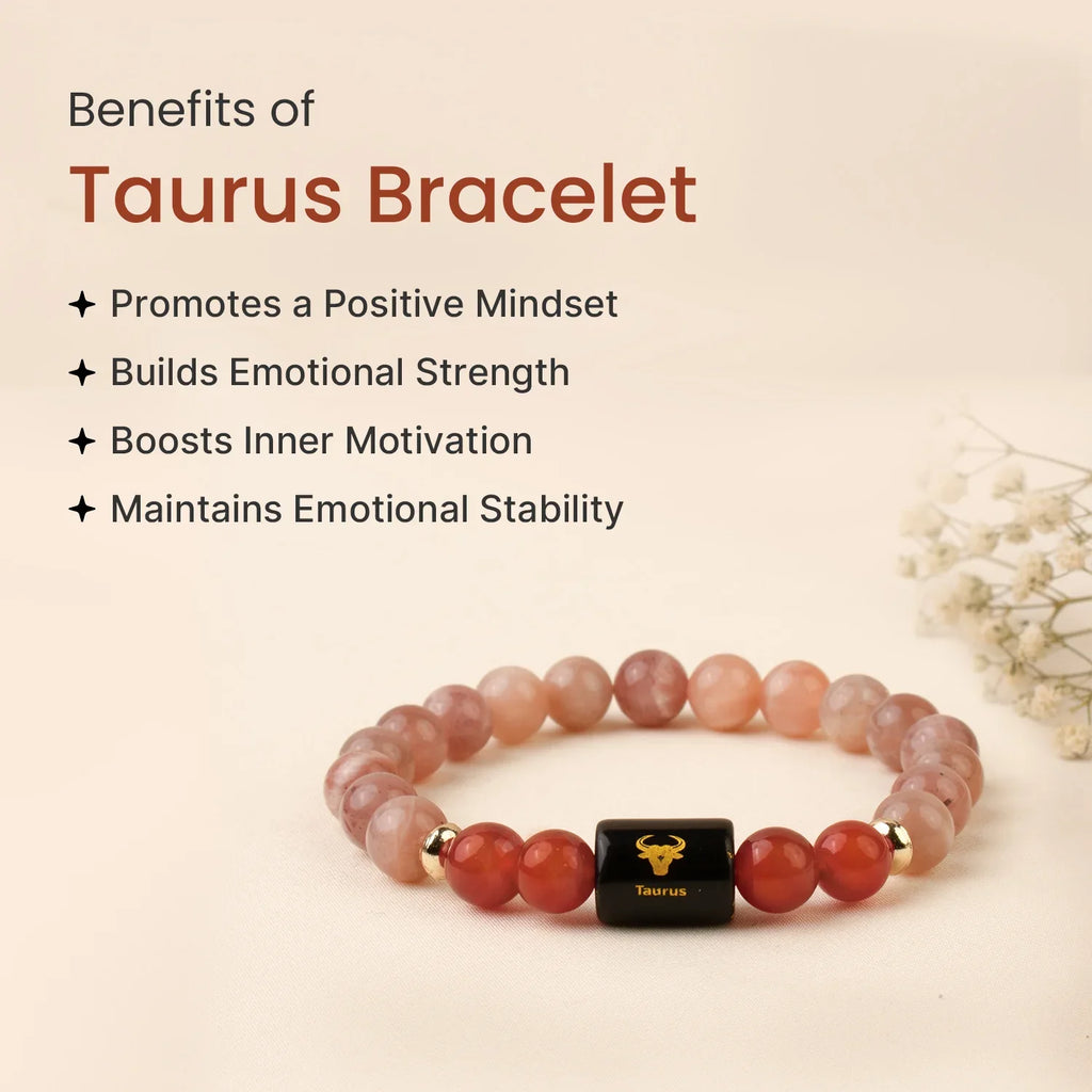 Astrotalk Zodiac Sunstone and Carnelian Bracelet for Taurus