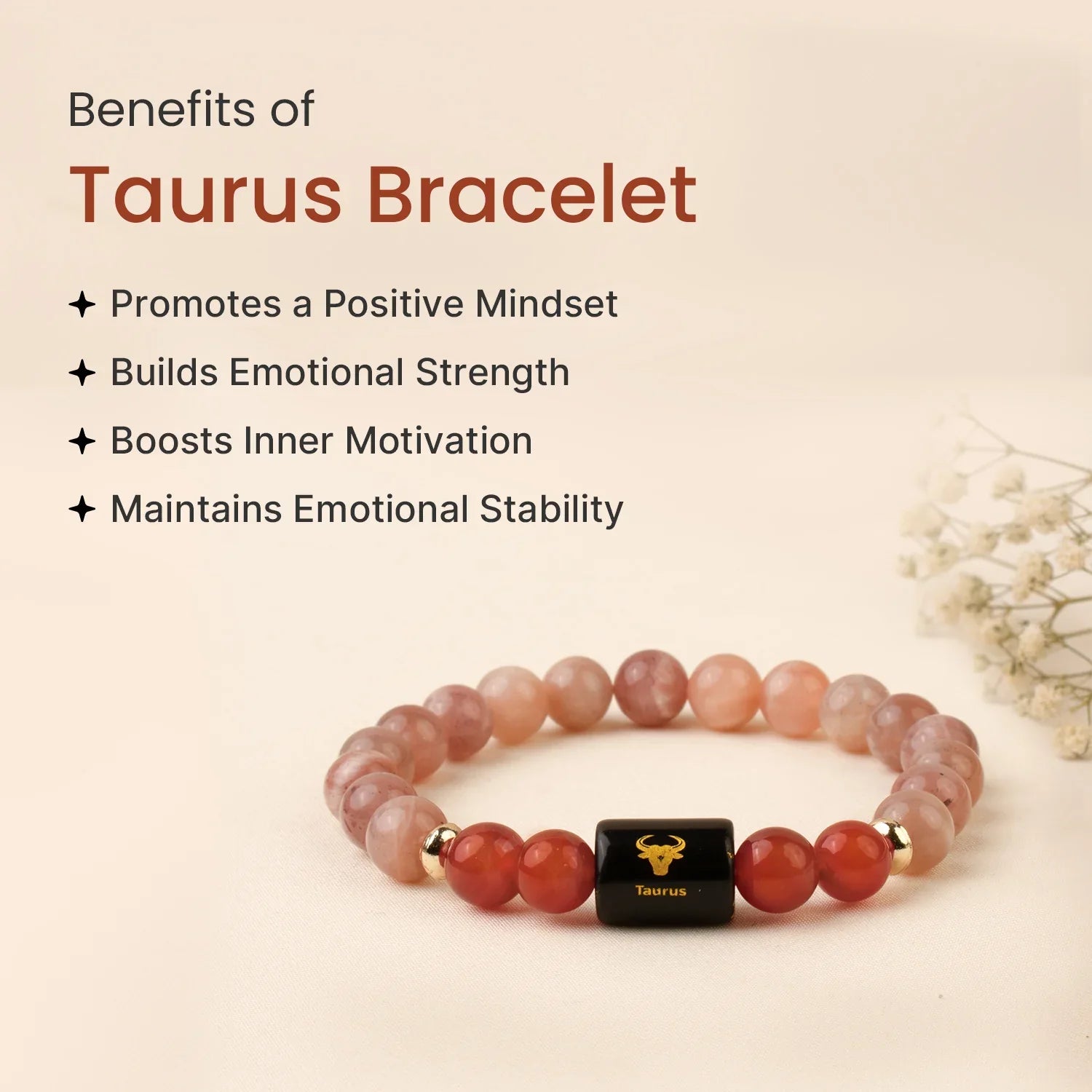 Astrotalk Zodiac Sunstone and Carnelian Bracelet for Taurus
