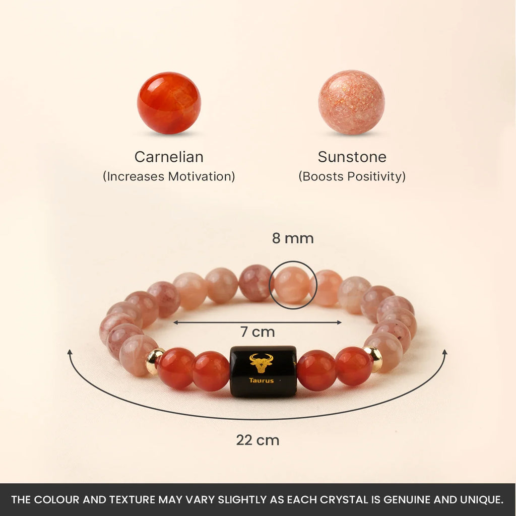 Astrotalk Zodiac Sunstone and Carnelian Bracelet for Taurus