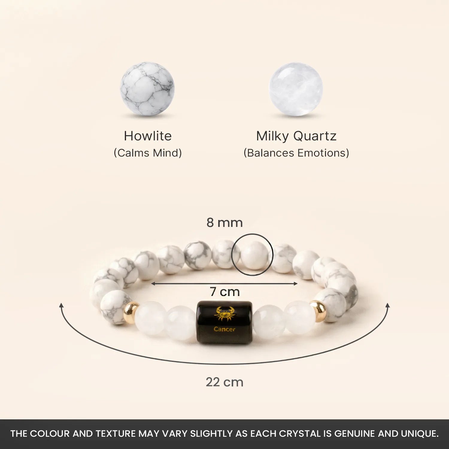 Astrotalk Cancer Zodiac Howlite and Milky Quartz Bracelet