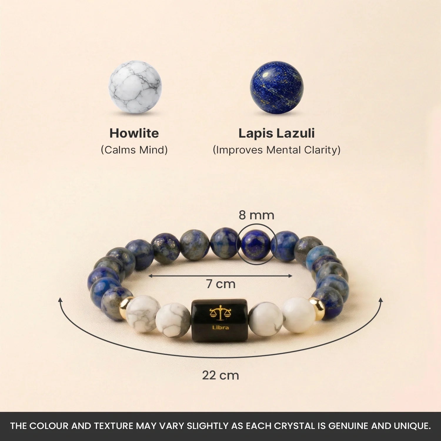 Astrotalk Libra Zodiac Lapis Lazuli And Howlite Beaded Bracelet