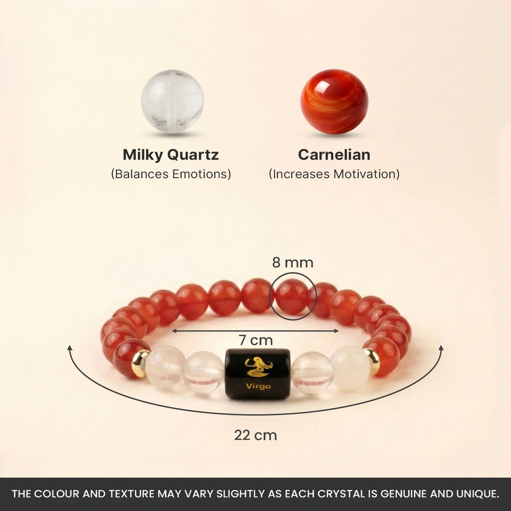 Astrotalk Virgo Zodiac Carnelian Milky Quartz Bracelet