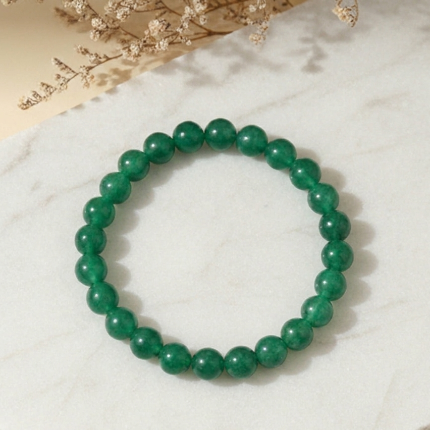 Natural Green Jade Beaded Bracelet