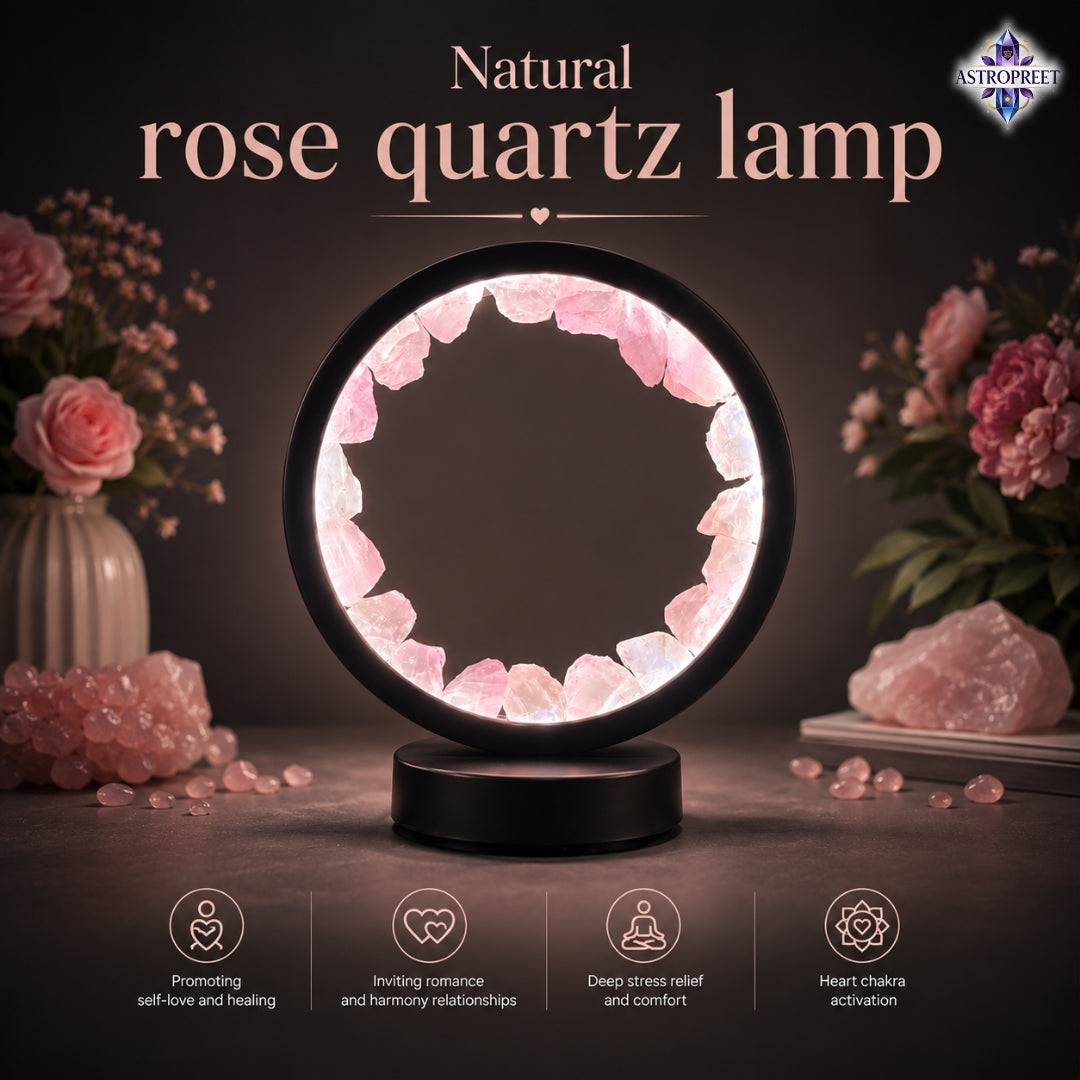 Astropreet Natural Rose Quartz Crystal Accent Lamp (ROUND)– The Stone of Universal Love