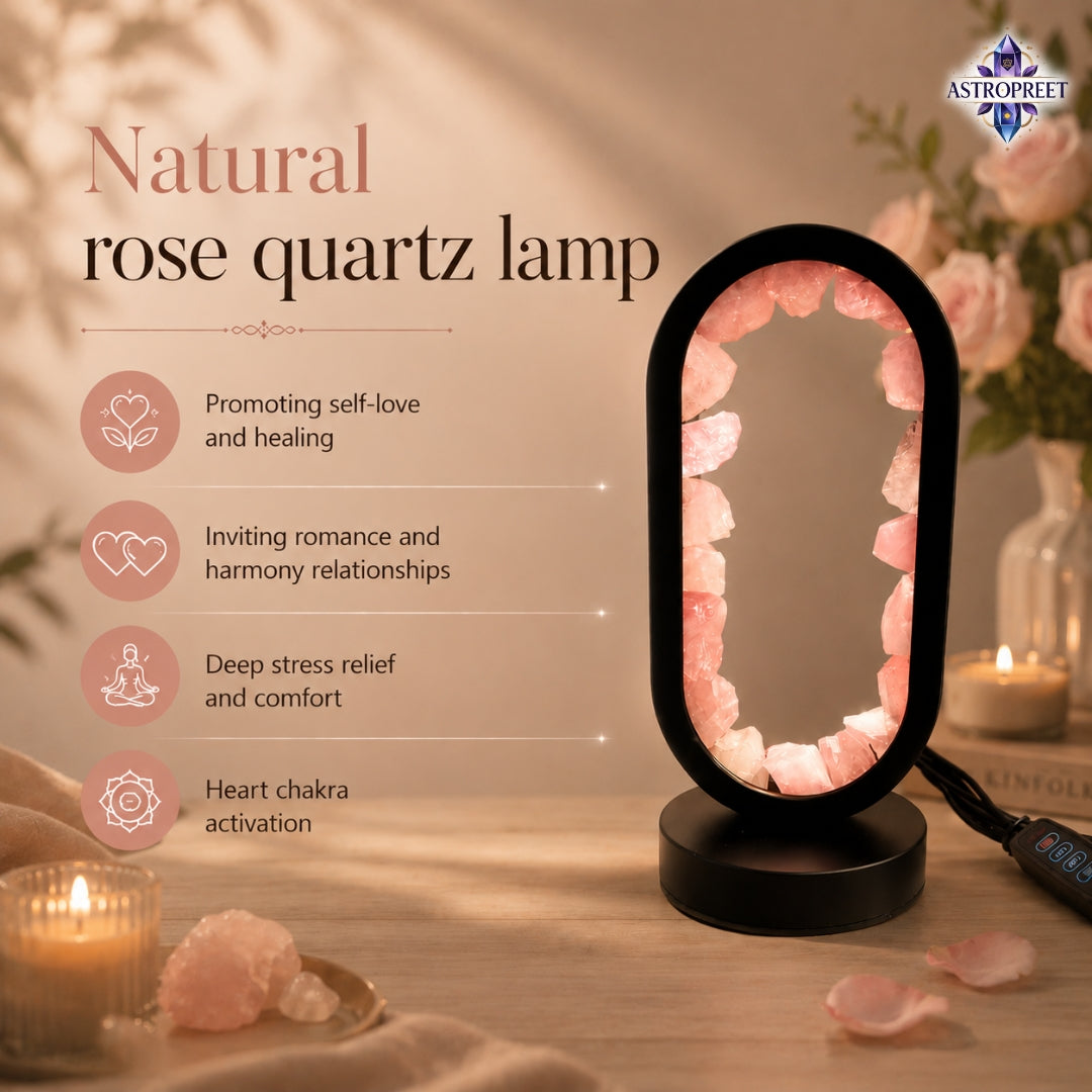 Astropreet Natural Rose Quartz Crystal Accent Lamp (OVAL)– The Stone of Universal Love