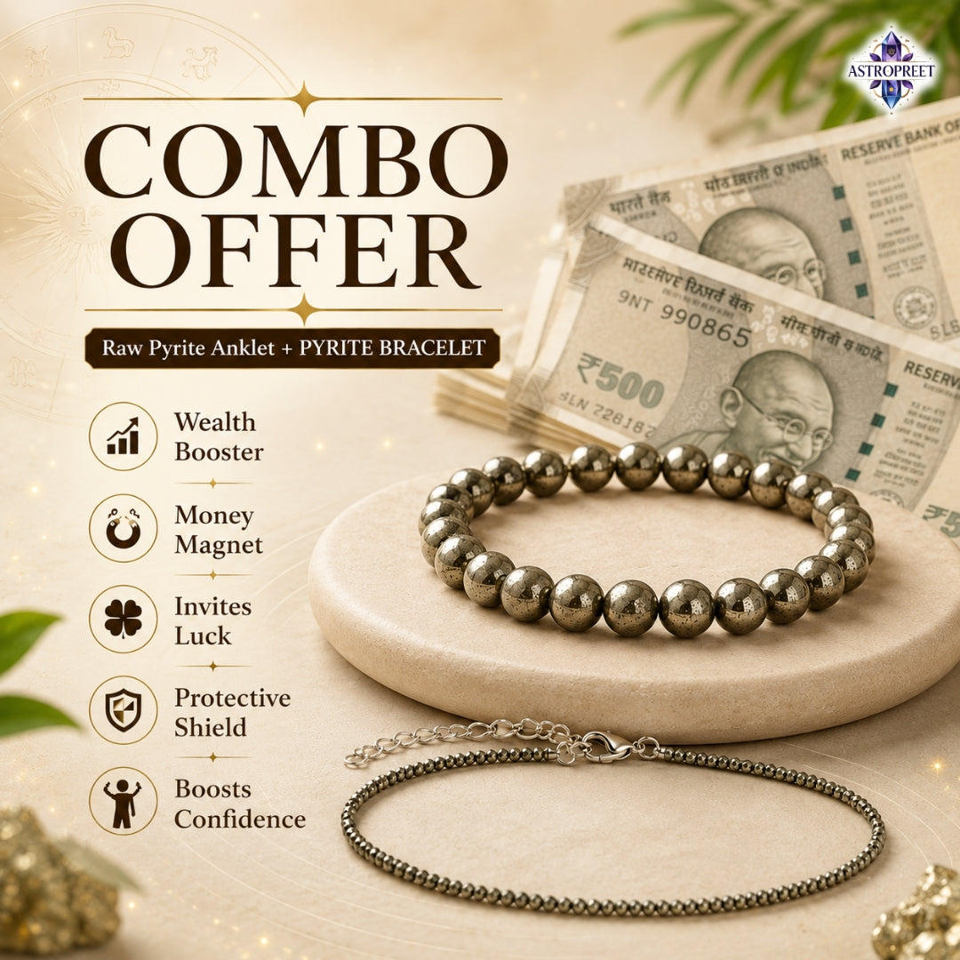 Astropreet The Prosperity Pair (natural pyrite bracelet and raw pyrite anklet)