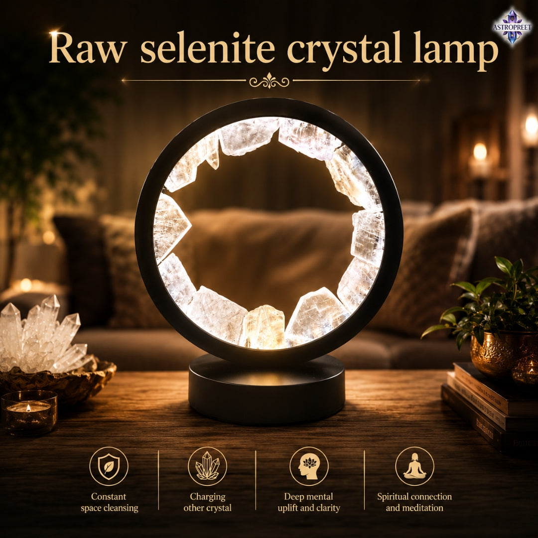 Astropreet Raw Selenite Crystal Lamp (round)