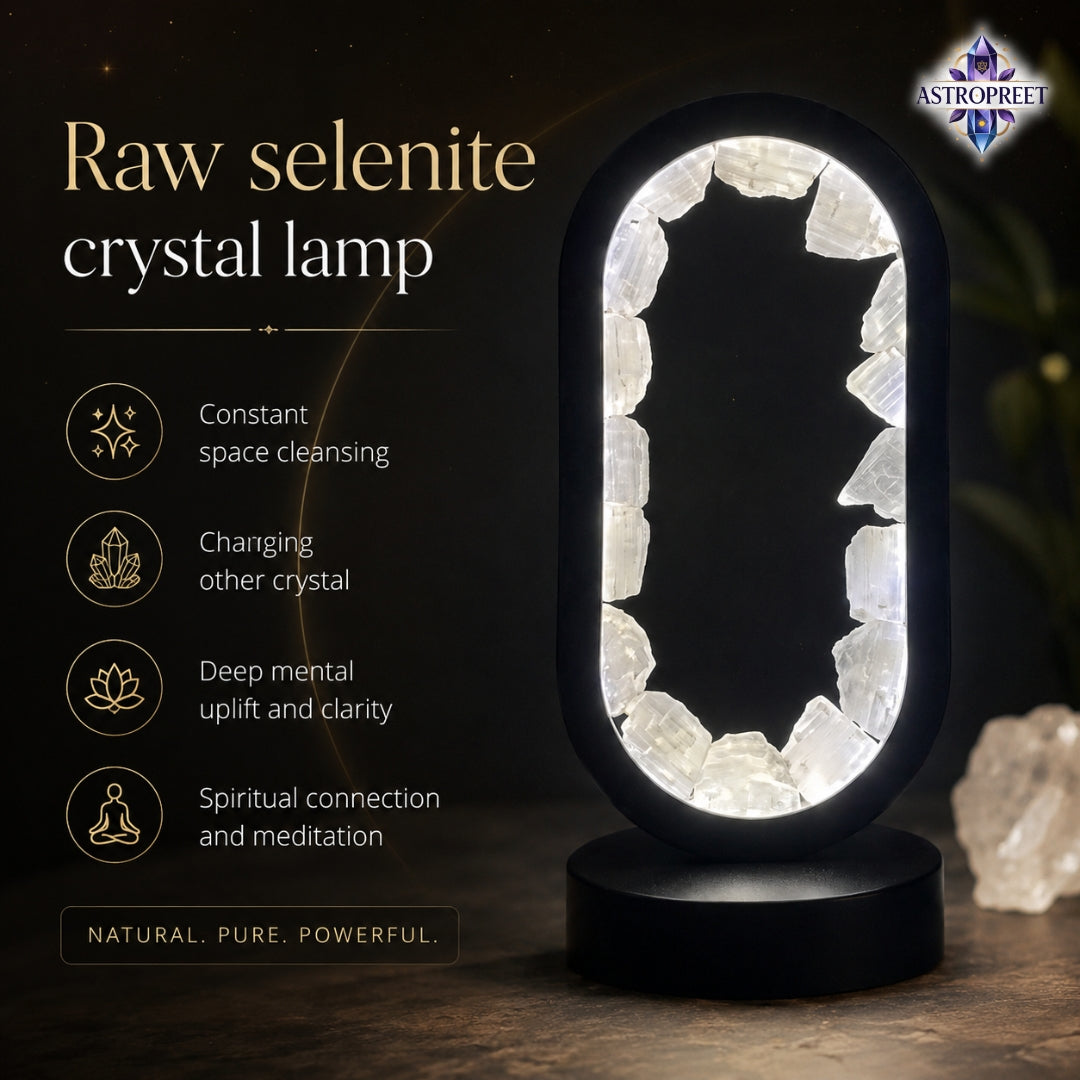 Astropreet Raw Selenite Crystal Lamp (oval)