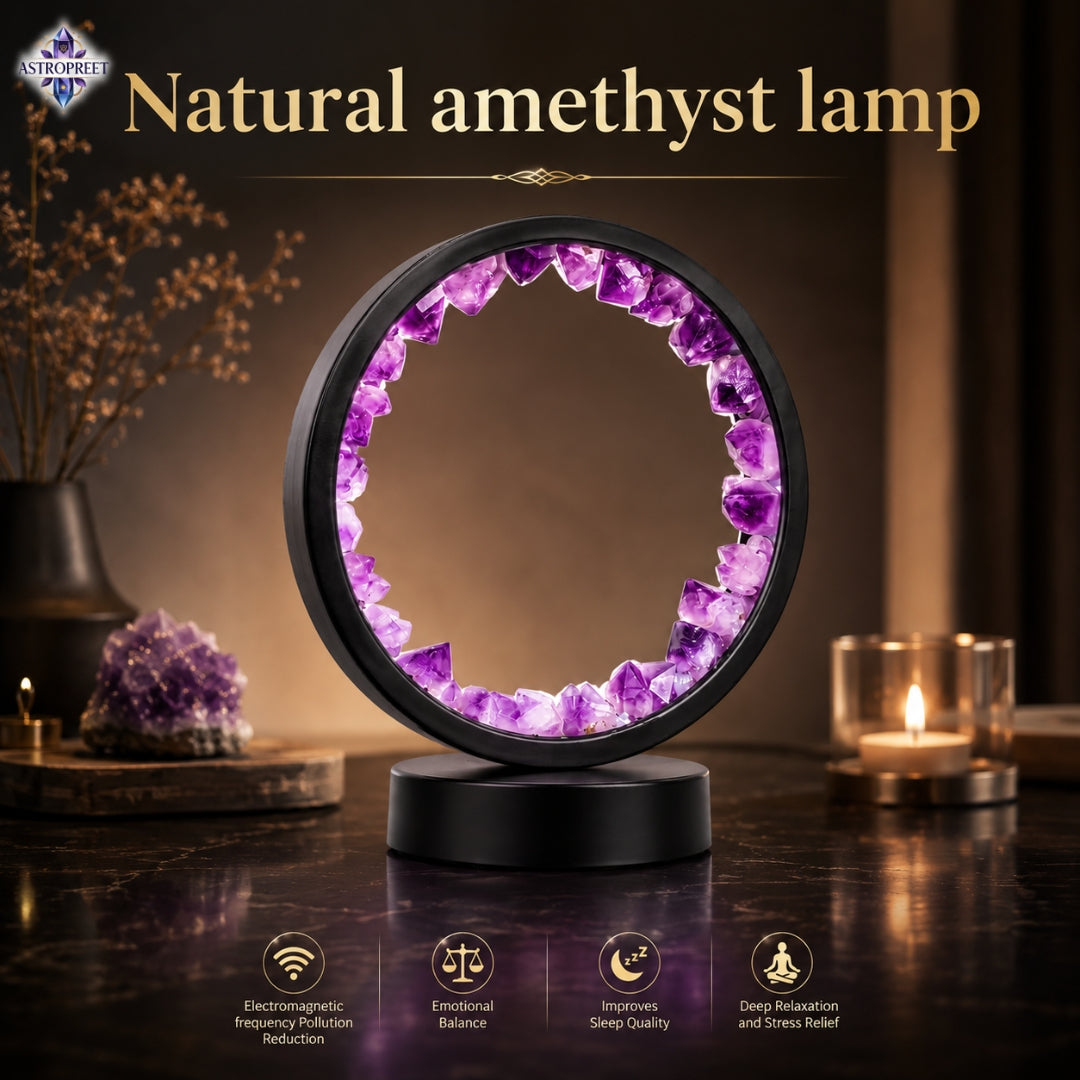 Astropreet Natural Amethyst Crystal Lamp (round) – The Stone of Serenity & Intuition