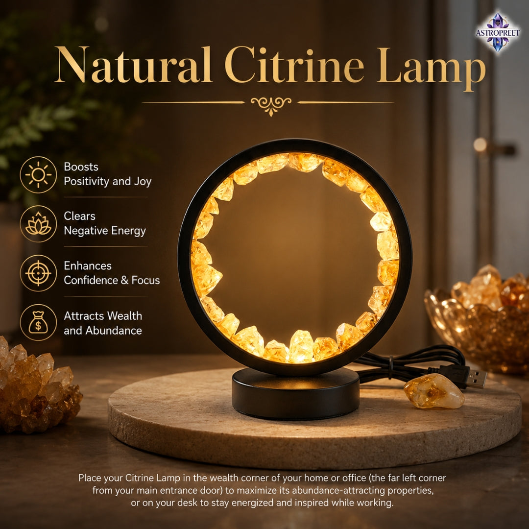 Astropreet Natural Citrine Crystal Accent Lamp (Round) – The Merchant's Stone of Abundance