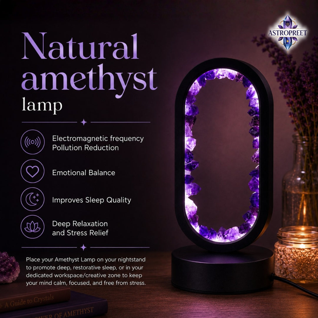 Astropreet Natural Amethyst Crystal Lamp (OVAL) – The Stone of Serenity & Intuition