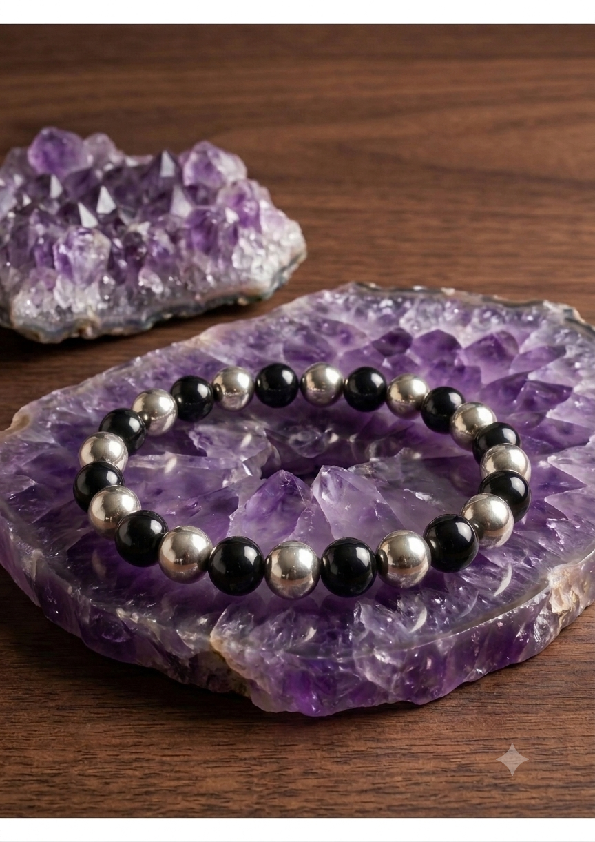 Astropreet Richee Rich Bracelet (Pyrite & black obsidian)