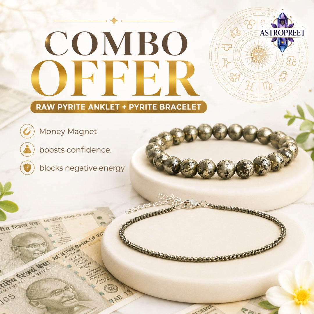 Astropreet The Prosperity Pair (natural pyrite bracelet and raw pyrite anklet)